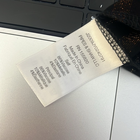 VERONICA BEARD JEANS Shanley Metallic Striped Tee Top Size XS In Black Bronze - Picture 2 of 2